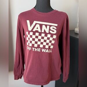 Vans Maroon Checkered Long Sleeve Tee